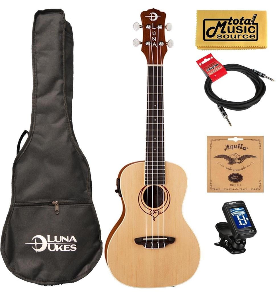 Luna Guitars Heartsong Ukulele with USB,Gigbag,Tuner,Strings,Cable & PC ...