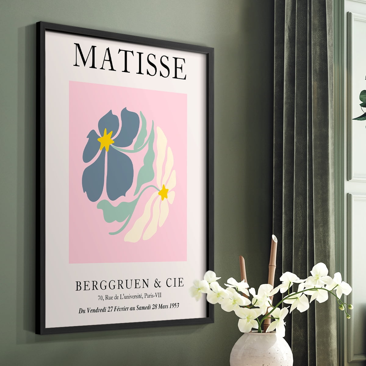 Matisse CDXCVI in Black Solid Wood Framed Print No Nail Hanging