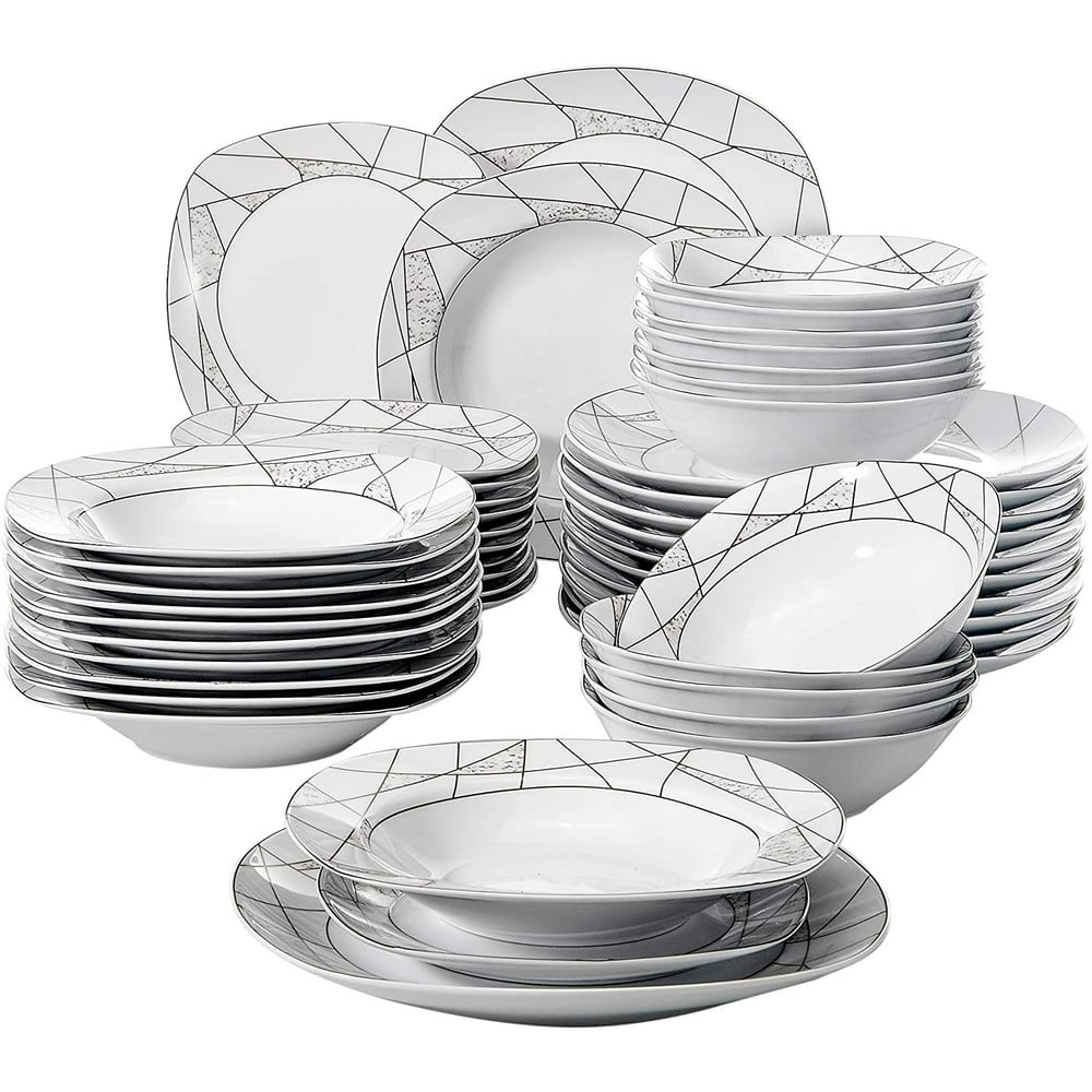 VEWEET 'Serena' 48 pieces Ivory White Porcelain Dinnerware Set