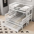 thumbnail image 2 of Euroco Wood Twin XL over Queen Bunk Bed with Trundle, 3 Beds in One Design, White, 2 of 14