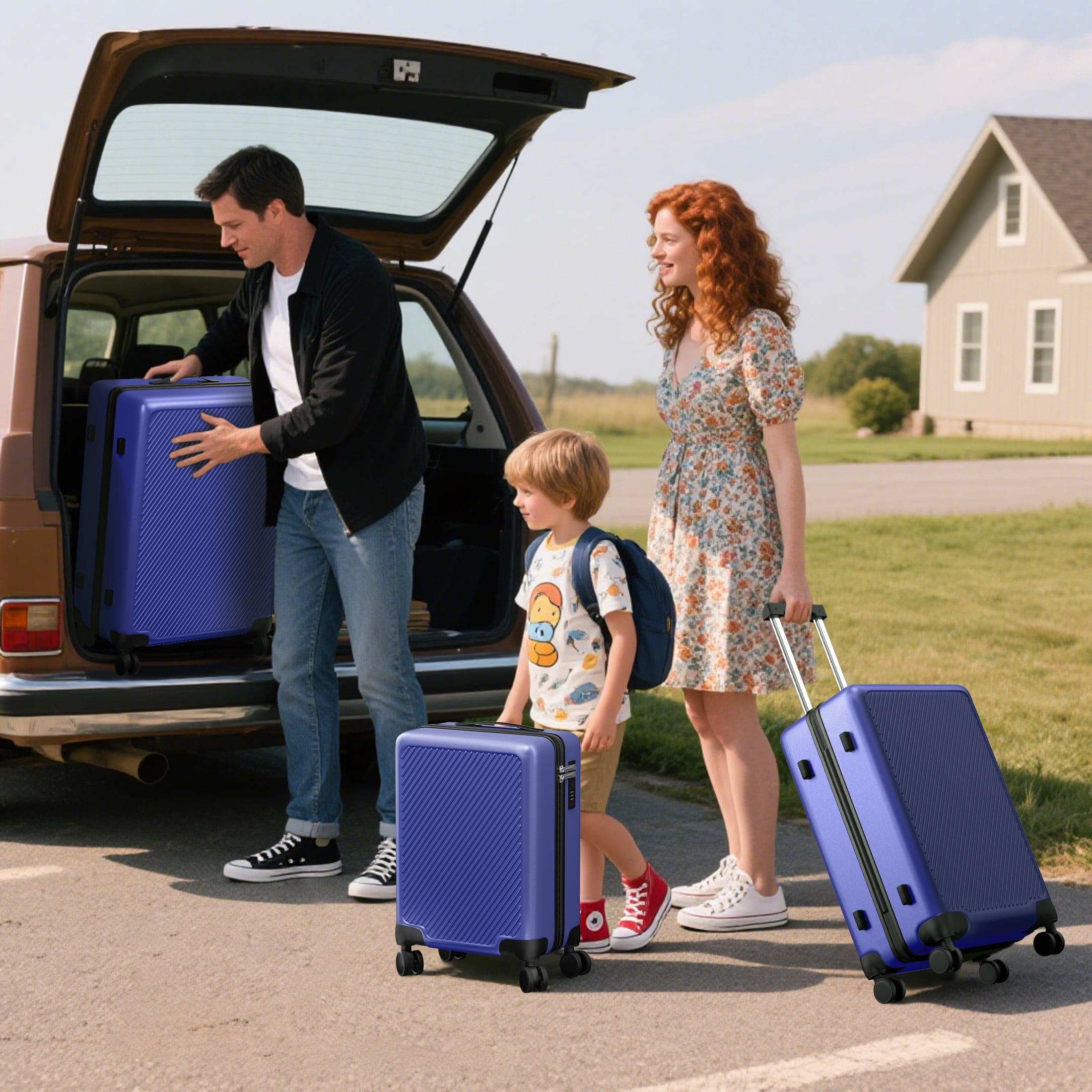Luggage Sets 3 Piece Carry on Luggage with Spinner Wheels Hardshell Durable Suitcase with TSA Lock 20 24 28 inch NavyBlue