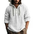 thumbnail image 3 of Bcfgryg Mens Solid Color Casual Button Hooded Shirt Top Hooded Shirt Men's Linen Shirts Summer, 3 of 3