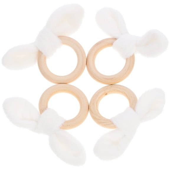 HEATSHAKING Napkin Ring Holders Plush Wood 4Pcs 2.4x1.7x0.4In