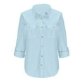thumbnail image 2 of ZZwxWA Casual Denim Shirt Button Down Short Sleeve Loose Jean Shirt Summer Women's Tops Blouse, 2 of 5