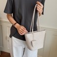 thumbnail image 3 of WeaveCC Women's Woven Leather Tote Bag Large Capacity Shoulder Handbag with Hanging Tag Multiple Colors, 3 of 7