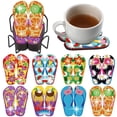 thumbnail image 1 of Posavasos Shellwei con forma de chancla con forma de diamante, 8 unidades, con soporte, 1 of 7