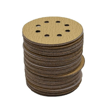 

100Pcs Hook Loop Pads Sanding Disc 5-Inch 8-Hole Aluminum Oxide Round Flocking Sandpaper for Sanding Grinder Polishing Accessories 60 Grit