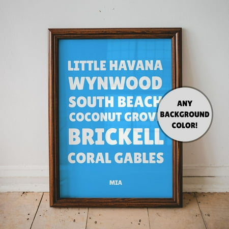Miami Locations Wall Art Poster, Miami Florida Poster, Travel Wall Art Poster, Air Bnb Decor, Typography Poster, Unique Decor,, Unframed Poster Size 8x12