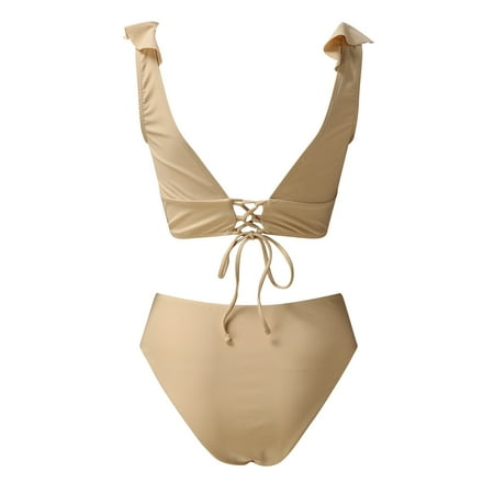 

Aayomet High Waisted Bikini Women Naughty Nightlife Lingerie Set Bandeau Bikini Extreme Hot Mini Thong String Underwear Khaki XL