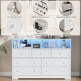 thumbnail image 4 of 7-Drawer Dresser with LED Lights & Charging Station,Wooden Storage Organizer with Open Shelves,Chest of Drawers for Entryway Bedroom, 4 of 8