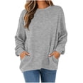 thumbnail image 2 of Women's Crewneck Oversized Sweatshirt Pullover Long Sleeve Diamond Jacquard with Pockets Casual Everyday Fall Winter Top, 2 of 7