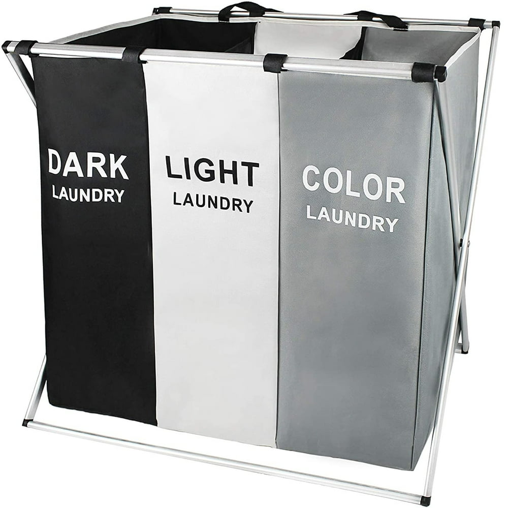 YouLoveIt 3 Sections Laundry Basket, Folding Laundry Dirty Clothes
