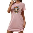 thumbnail image 5 of Somuwie Large size short Halloween women's nightdress with chest print round neck short sleeves short nightdress, 5 of 5