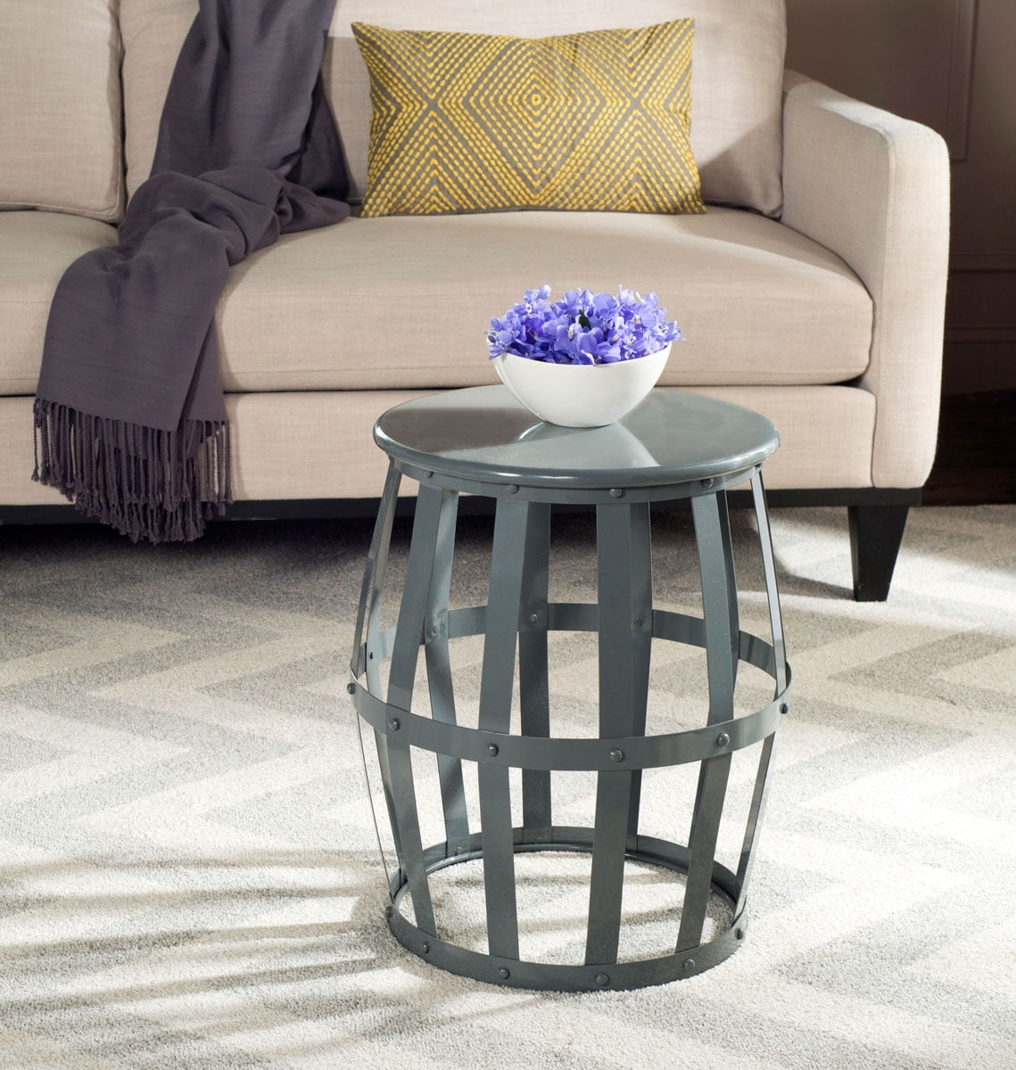 SAFAVIEH Rinaldo Contemporary Solid Metal Stool, Grey