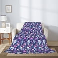 thumbnail image 2 of Rateoe Skull Purple Flower Pattern Flannel Throw Blanket, Ultra-soft Blanket for Bed, Couch, Car, Hypoallergenic Anti-pilling blanket-40"x30"(Vertical), 2 of 6