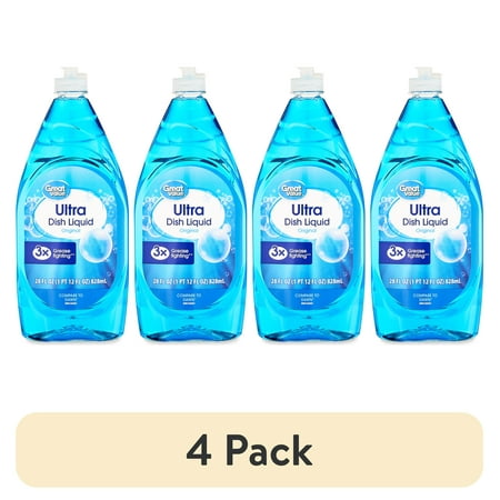 (4 pack) Great Value Ultra Dish Liquid, Original, 28 fl oz