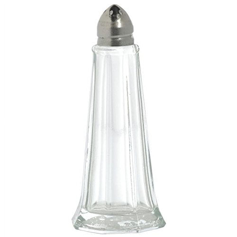 Hubert 2 oz Glass Salt and Pepper Shakers with Stainless Steel Mushroom Top Clear Glass