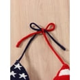 thumbnail image 5 of Toddler Girls 4th of July Outfit Little Kids Fourth of July Clothes 1Y 2Y 3Y 4Y 5Y 6Y American Flag Halter Top Denim Shorts Set, 5 of 9