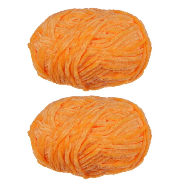 Unique Bargains 2 Pelotes Fil Velours Fil Chenille 87,49 Verges Polyester Fil Doux pour Couverture 2 Pcs Orange