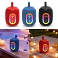 thumbnail image 2 of Portable Bluetooth 5.0 Speaker with Dynamic RGB Light, Wireless Fabric Outdoor Audio for Camping & Desktop, Compact High Sound Music Box, Long Playtime, Blue, 2 of 8