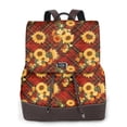 thumbnail image 1 of Balery Red Plaid Sunflower Mochila de Cuero para Mujeres, Gran Capacidad, Bolsa de Viaje Multifuncional, Mochila de Cuero y Bolsa de Hombro para Mujeres, 1 of 4