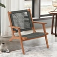 thumbnail image 5 of JOIVI Modern Accent Chairs Set of 2, Natural Acacia Wood Patio Chairs with rope woven backrest and seat, Comfortable Reading Armchairs for Porch, Balcony, Living Room, Garden, Gray, 5 of 10