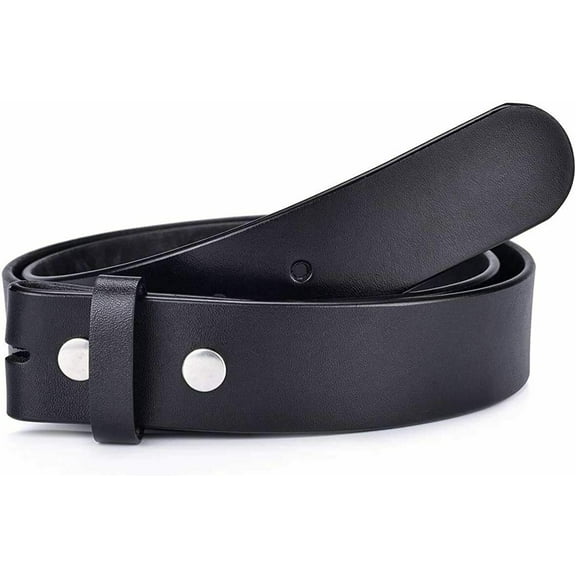38mm Mens Solid Strap Genuine Leather Belt Replace Without Pin Buckle Snaps