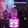 thumbnail image 6 of BONAOK  Wireless Karaoke Microphone, Portable Karaoke Machine with LED Lights, Bluetooth Microphone Singing Gift for Kids Adults, Purple, 6 of 14