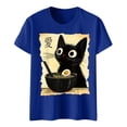 thumbnail image 3 of Graphic Tennis Tees for Women Cat Ramen Graphic Tee for Women Funny Anime Cat Tee Featuring Playful Design Comfortable Fit Blue XXL, 3 of 4