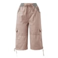 thumbnail image 5 of Sexy Dance Summer Cargo Capris Pants For Women Hight Waist Beach Loose Pants Holiday Drawstring Cropped Pants Loungewear Size S-3XL, 5 of 6