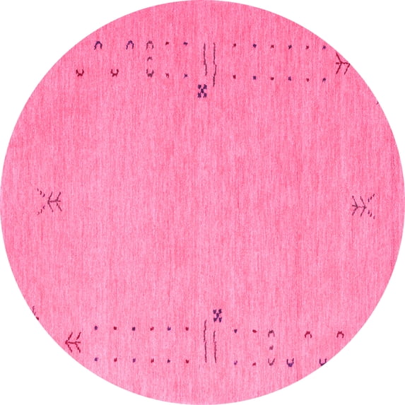 Ahgly Company Indoor Round Abstract Pink Contemporary Area Rugs, 6' Round