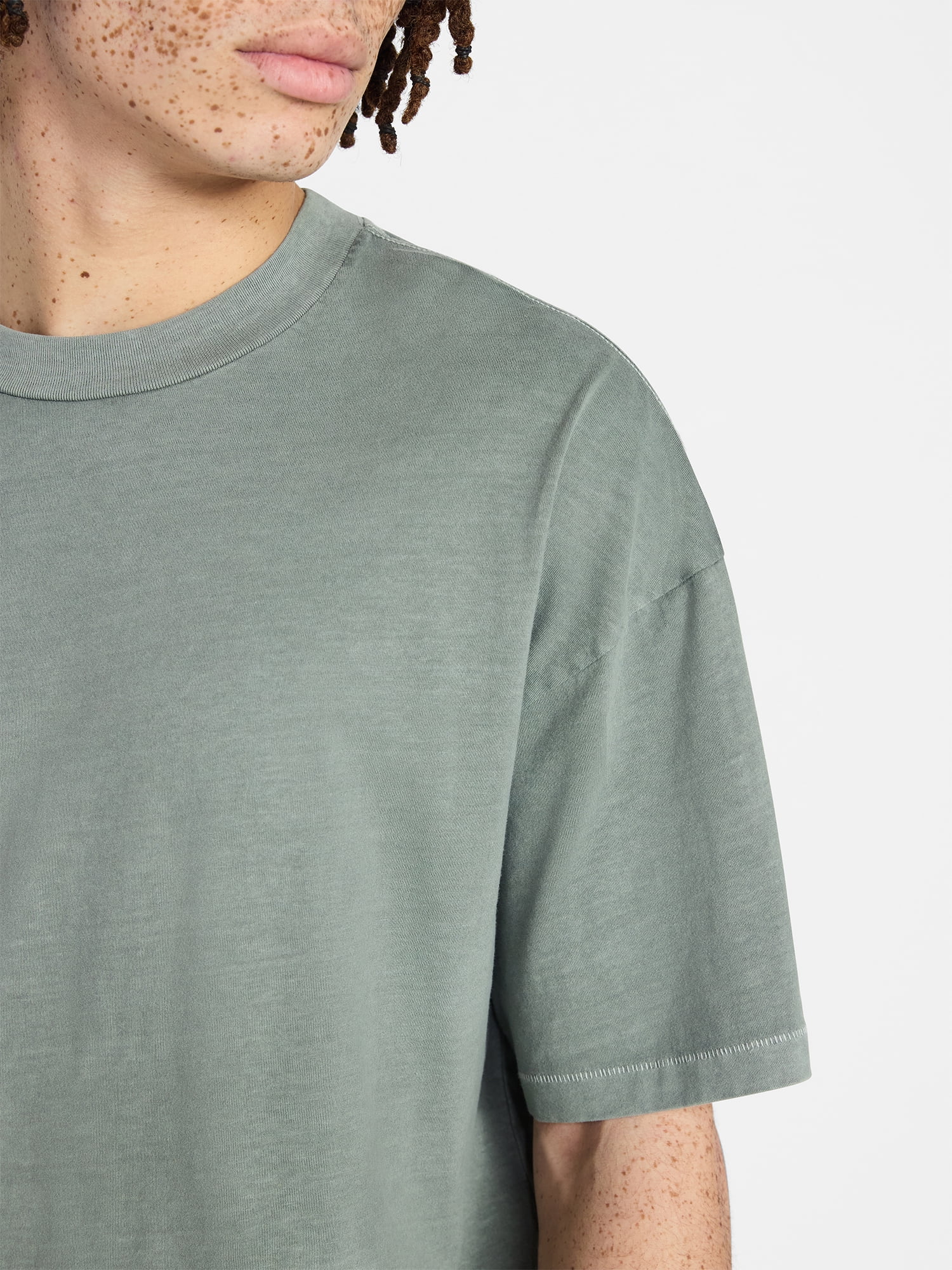 No Boundaries Men's Oversized Boxy Tee with Short Sleeves, XS-4XLT