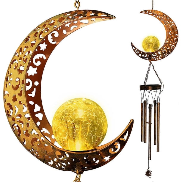 Solar Moon Wind Chimes for Mom Outdoor Moon Decor Clearance Gardening Gifts Mom Birthday Gifts for Women Grandma Gifts Decorations