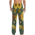 thumbnail image 7 of FREEAMG Men's Pajama Pants with Pockets Sleepwear Lounge Pants Stretch Casual Autumn Sunflowers with Teal, 7 of 7