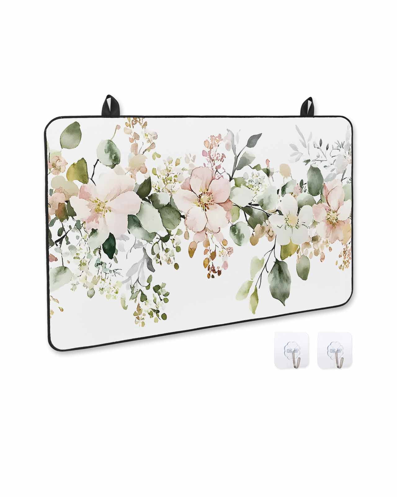 nqOlkjepod Large Induction Cooktop Protector Mat 24"x21", Eucalyptus Floral Stove Top Covers for Electric Stove, Summer Spring Watercolor Botanical Stove Burner Cover Mats, Glass Top Stove Cover