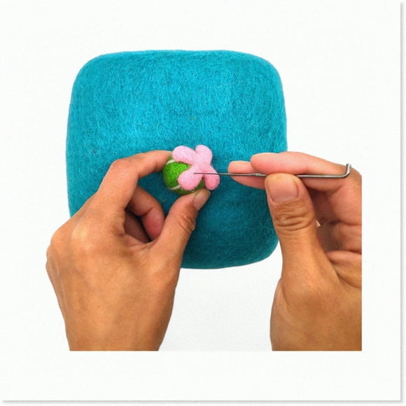EcoWoolCraft Needle Felting Mat - 100% Natural Wool, Eco-Friendly, Blue, 6"x6"x2" - Perfect for Needle Felting Kit - 1pc