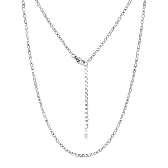 Silvora 2mm Hypoallergenic Chains for Pendant Stainless Steel Necklace for Women Rolo Cable Chain 14-30 inches Mother's Day Gift for Mom,Grandma