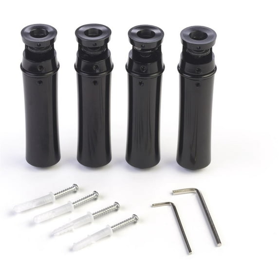4" Office Sign Standoffs, Edge Grip, 4"L x 1"W, Round, 4 Standoffs, Hardware Included (Black Aluminum) (SOBUF4BK)