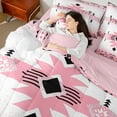 thumbnail image 5 of Manfei Bling Pink Aztec 7-Piece Twin Bedding Sets, Vintage Bohemian Triangle Bedding Comforter Set, Teen Kid Adult Reversible Sheet Sets, Breathable Home Decor, 5 of 8