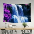 thumbnail image 3 of ZFLMY Waterfall tapestry, purple forest, wildflowers, flowers, mountain jungle plants, natural landscape, wall hanging, bedroom, living room, tapestry 60x40in, 3 of 7
