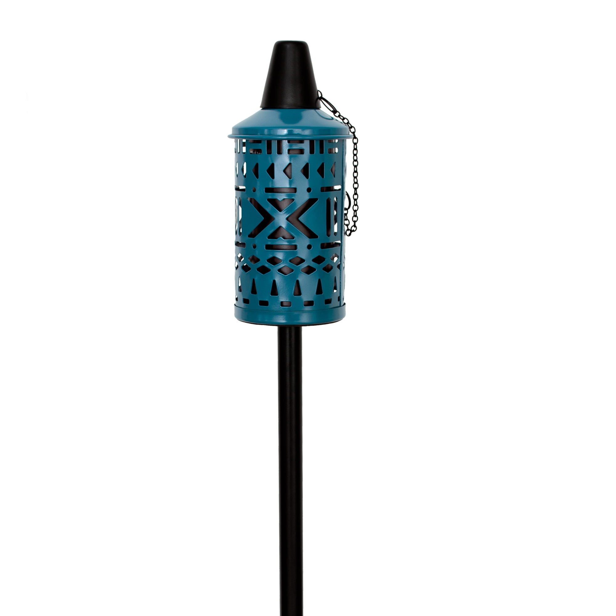 Mainstays 60 Inches Long Garden Torch Citronella Oil Metal Lamp for Yard & Patio (Black and Blue)
