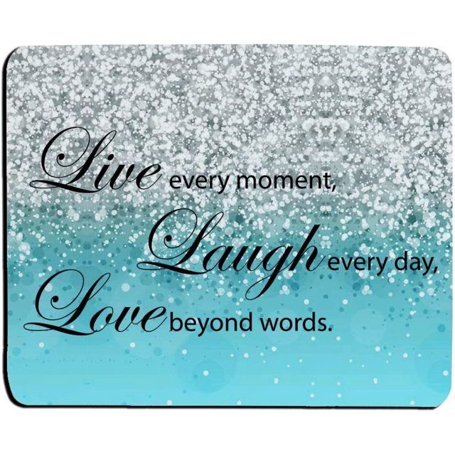 Glitter Mouse Pad Blue Sparkle Quote Live Love Laugh Customized Rectangle Non-Slip Rubber Mouse pads Gaming Mouse Pad