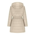 thumbnail image 6 of TKLPEHG Long Winter Coats for Women Fleece Lined Puffer Jacket Long Sleeve Hooded Waterproof Thicken Parka Outwear with Zip Pockets (Beige,S), 6 of 9