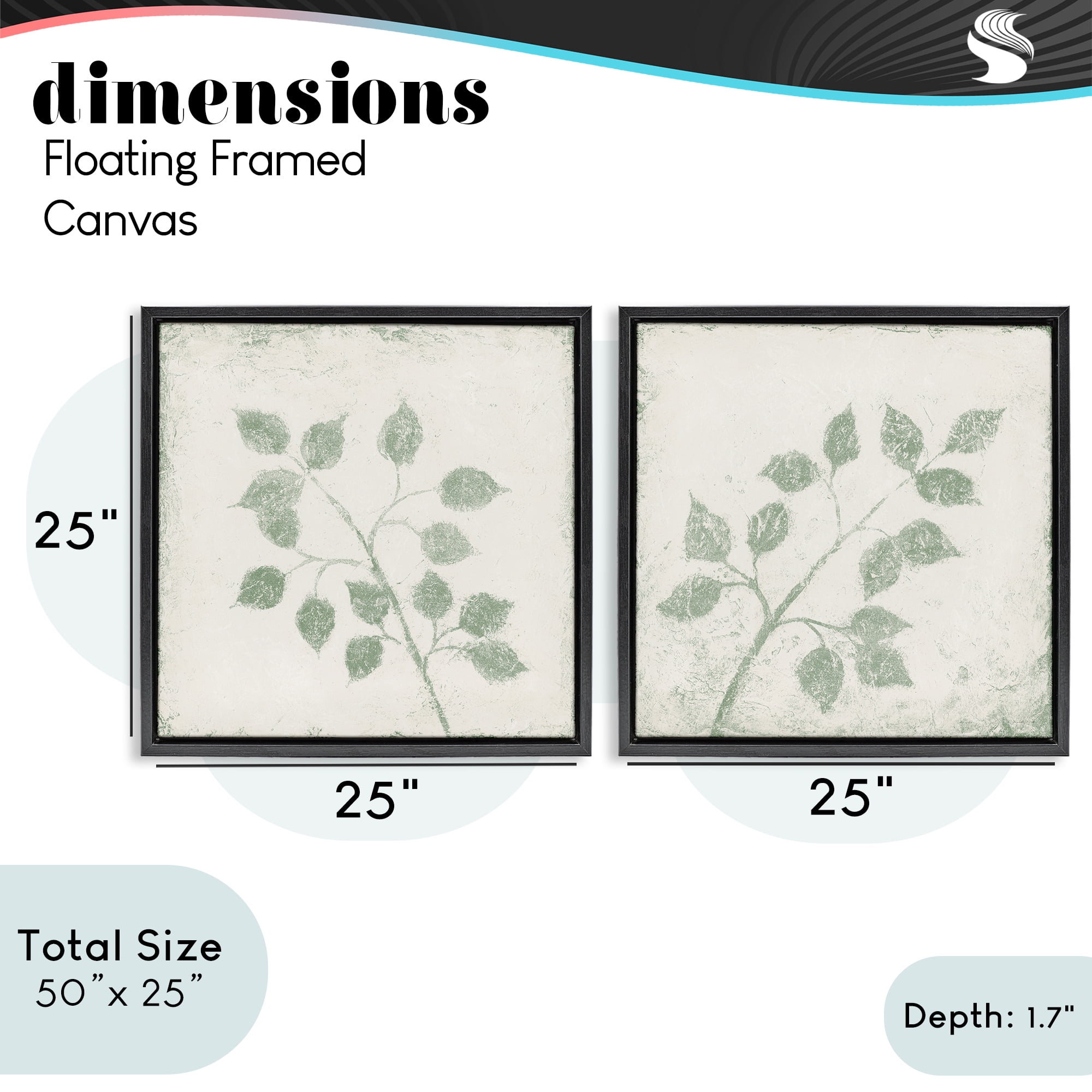 Stupell Industries November Leaves Soft Plants 2 Piece Black Framed Floater Canvas Set, design by Michael Marcon