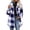 Blue, variant on Hzzrkos Women Casual Loose Plaid Button Down Lapel Collar Long Sleeve Fleece Lined Shacket Jacket Warm Winter Outerwear Coat Fashion Button Front Shirt Jacket Blue XL