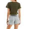 thumbnail image 3 of Women's Boxy Crop Top Round Neck Short Sleeve Casual 100% Cotton Cropped Tee T-Shirt, Forest Green, Small, 3 of 10