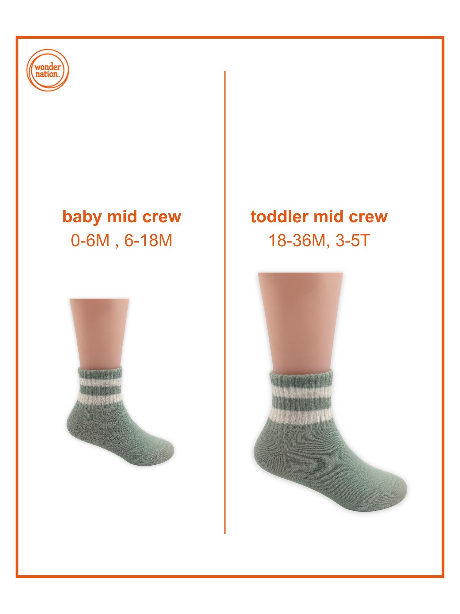 Wonder Nation Baby and Toddler Mid-Crew Socks, 10-Pack photo 2
