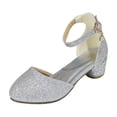 thumbnail image 3 of JAJAHO Girl's Dress Shoes Mary Jane Glitter Low Heel Buckle Wedding Party Princess Shoe For Little/Big Kids Trendy Shoes, 3 of 9
