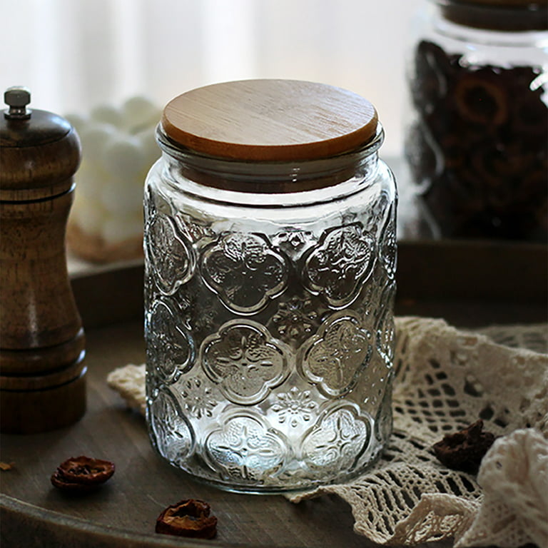 Glass Jar with Lid,Glass Storage Containers,Clear Glass Jars with Airtight  Lids for Coffee,Rice,Sugar,Decorative Cookie Jars for Kitchen  Counter,Pantry 