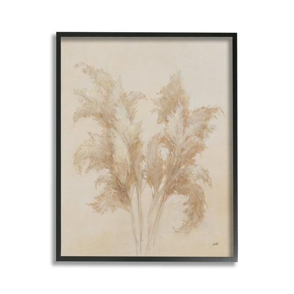 Stupell Industries Traditional Pampas Grass Botanical & Floral Painting Black Framed Art Print Wall Art, 11 x 14